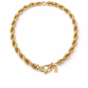 18K Gold Plated Bold Rope Chain Toggle Necklace